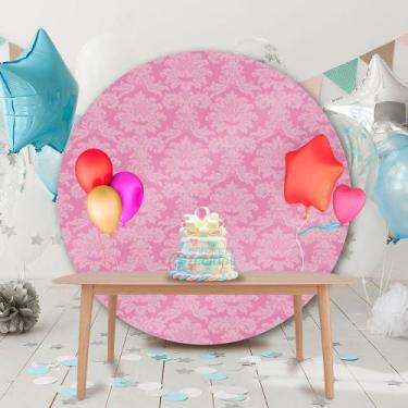 Imagem de Painel Redondo em Jacquard Rosa Bebê Medalhão - Jacquard Tradicional, 