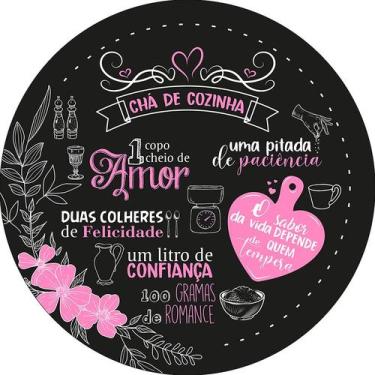 Imagem de Painel De Festa Redondo 1,50x1,50 - Chá de Cozinha ChalkBoard Rosa 021