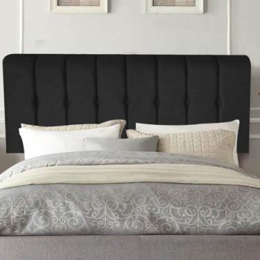 Imagem de Painel Estofada Kiara 160cm Queen Size Box Quarto Suede Preto - Gat Ma