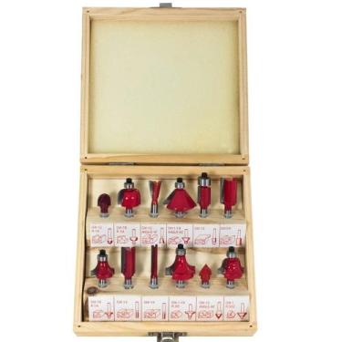 Imagem de Jogo De Fresas Para Tupia Encaixe De 1/4'' Com 12 Pçs - ROCAST