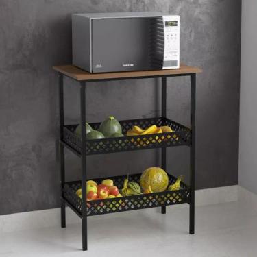 Imagem de Fruteira De Chão Para Cozinha Estilo Industrial Com 2 Cestos Grande - 