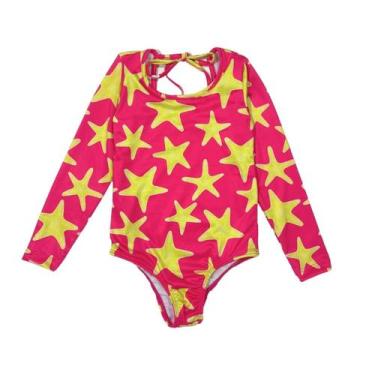 Imagem de Maiô Manga Longa Proteção UV Estampado - Fofotinhos, Estrelas neon f82