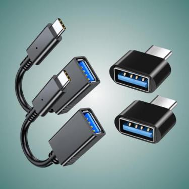 Imagem de Kit Cabo Adaptador USB Tipo C 3.0 2.0 Otg Para Pendrive Celular Tablet