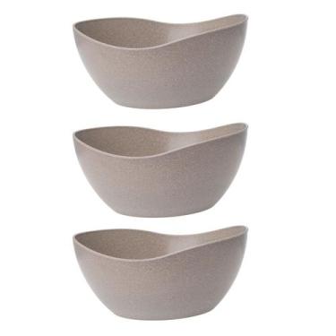 Imagem de 3un Tigela saladeira bowl oval 1,9lt servir cinza petra - Evo