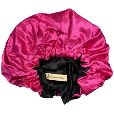 Imagem de Kit 3 Toucas De Cetim Infantil Rosa com Preto - Encaracolados