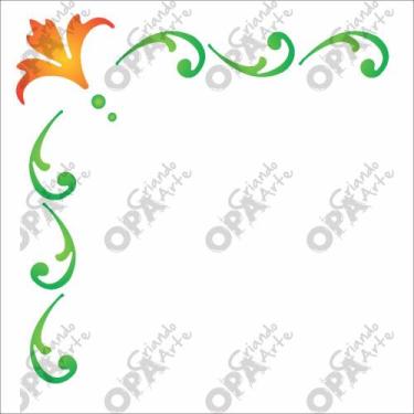 Imagem de Stencil Simples Cantoneira Hibisco Opa 143 10x10