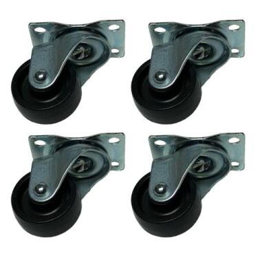 Imagem de (4pçs) Rodizio Giratorio Roda 32mm Pp Preto Placa 4 Furos - GENERIC
