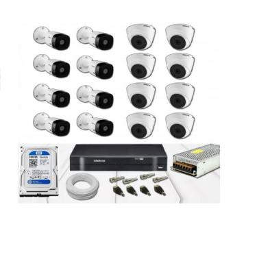Imagem de Kit Dvr 16 Canais Intelbras HD 720p Dome E Bullet Completo C/Hd 500gb