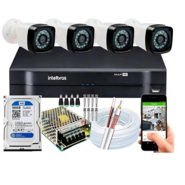 Imagem de Kit 4 Cameras Segurança 1080 Full Hd Dvr Intelbras 4ch mhdx Alta Resol