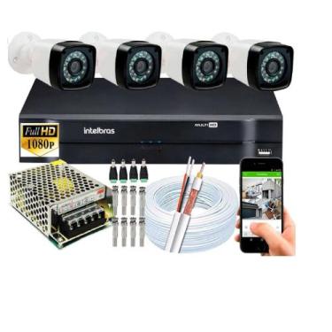 Imagem de Kit 4 Cameras Segurança 1080 Full Hd Dvr Intelbras 4ch mhdx Alta Resol