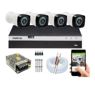 Imagem de Kit 4 Cam 1080P 2MP Fullhd Dvr Mhdx 3104 Full Hd S/ Hd - Intelbras