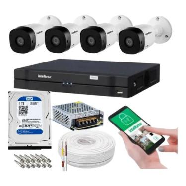 Imagem de Kit 4 Câmeras Intelbras 1120b Dvr 4 Canais Com Hd 