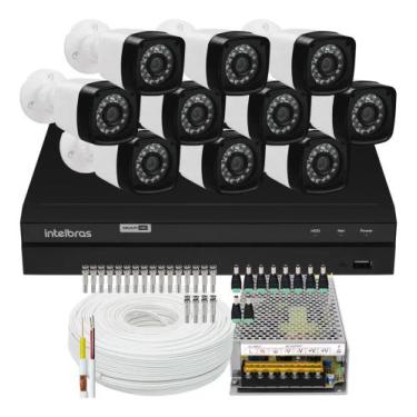 Imagem de Kit Dvr Intelbras 16 Canais H.265 10 Câmeras Full Hd 20m