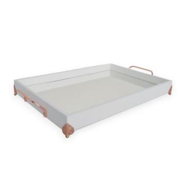 Imagem de Bandeja Branca Decoração Moderno B221 Rose Bancada Luxo Café Xícaras C
