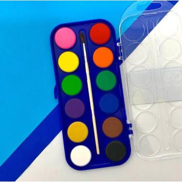 Imagem de KIT 6 Estojo Tinta Aquarela 12 Cores Pincel Tinta Atacado Tinta Aquare