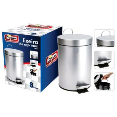 Imagem de Lixeira de Inox com Pedal - 8 Litros - Catuaí