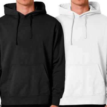 Imagem de Kit 2 Blusas Moletom Masculino Canguru Com Capuz  Liso Sem Estampa Liso-Masculino
