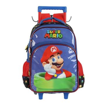 Imagem de Mochila de Rodinhas Com Alça Luxcel Super Mário Azul