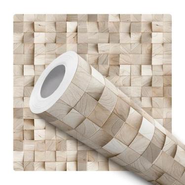 Imagem de Papel De Parede Vinílico Cubos Claros Efeito Visual 3D Sala 10m - Baza