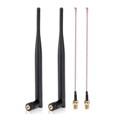 Imagem de Nelawya Antena LoRa 915 MHz omnidirecional 3dbi ganho SMA macho LoraWan antena para placa Meshtastic LoRA ESP32 LoRa OLED + cabo de extensão IPEX de 15 cm, 2 peças