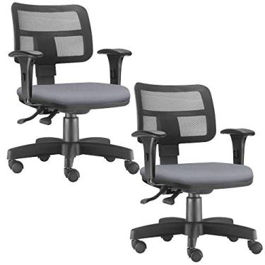 Imagem de Kit 02 Cadeiras Giratórias Zip L02 Executiva Ergonômica Escritório Couro Sintético Cinza - Lyam Decor