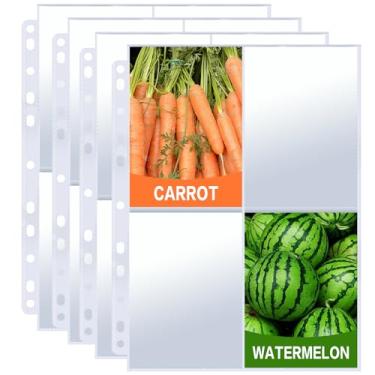 Imagem de Pacote com 50 mangas de armazenamento de sementes de 8,9 x 12,7 cm, 400 bolsos para armazenamento de sementes de jardim, páginas organizadoras de sementes, capas de fotos transparentes para fichário