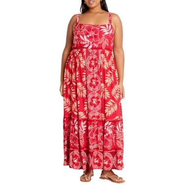 Imagem de City Chic Vestido plus size, vestido longo Eden Placement, Hibisco, 26 Plus