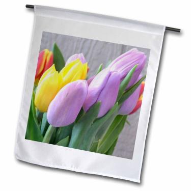 Imagem de 3dRose fl_33741_1 Bandeira de jardim com fotografia floral, flores tulipas, cores da Páscoa, 30 x 45 cm