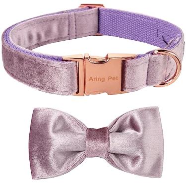 Imagem de ARING PET Coleira para cães Bowtie - Coleiras de veludo com gravata borboleta removível, coleira ajustável para meninas e meninos.