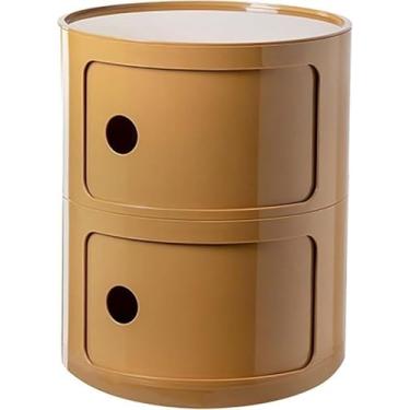 Imagem de Mesa de cabeceira, armário de banheiro pequeno, armário de armazenamento redondo simples, mesa de cabeceira redonda com gavetas, mesa de cabeceira pequena com mesa de cabeceira de armazenamento, mesa