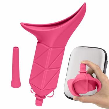 Imagem de HIEERBUS Mictório feminino dobrável, dispositivo de micção feminina, funil reutilizável para fazer xixi permite que as mulheres façam xixi em pé, copo portátil de silicone com estojo de tubo para