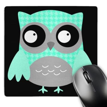 Imagem de 3dRose Mouse pad LLC 20 x 20 x 0,25 polegadas fofo turquesa Hounds Tooth Pattern Owl (mp_61032_1)