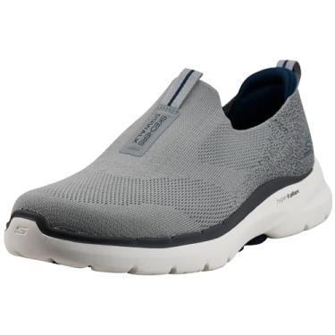 Imagem de Skechers Gowalk 6-Stretch Fit Tênis de caminhada masculino de desempenho atlético sem cadarço, Cinza/carvão, 42