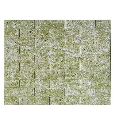Imagem de Placa Painel Espuma 3D Autoadesivo Tijolinho Pietruzza - 70 x 77 cm - Espessura 6mm - 10 Peças (Verde Rajado)