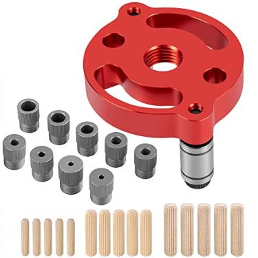 Imagem de Gabarito de cavilha autocentralizante, guia de broca de cavilha 2/3/4/5/6/7/8/9/10 mm guia de broca portátil para furos retos painel de madeira localizador de perfuração