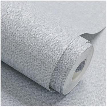 Imagem de Papel de parede autoadesivo de tecido de pano de grama sintético cinza 45 x 299 cm, papel de parede de linho, papel de parede removível, papel de contato texturizado em relevo, revestimentos de