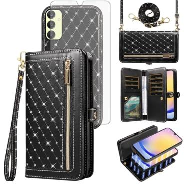 Imagem de Asuwish Capa de celular para Samsung Galaxy A25 5G/A24 4G/M34/F34 /F34 carteira destacável com protetor de tela, alça transversal, suporte para cartão de crédito A 25 25A 24A LTE mulheres meninas