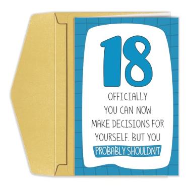 Imagem de Cartão de aniversário de 18 anos para ele e ela, cartão de aniversário do pai mãe, cartão de aniversário de 18 anos para filho, filha, adolescente, cartão de aniversário engraçado presente para amigo