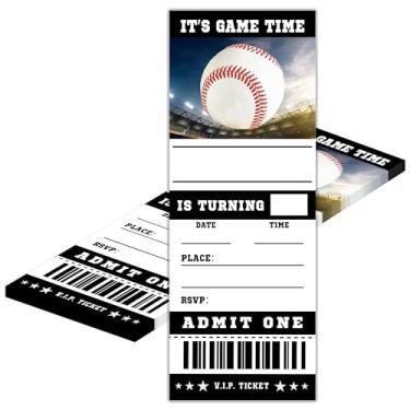 Imagem de heiyihe 20 cartões de convite de ingressos de jogo de beisebol - Convite de aniversário de beisebol com envelopes para adolescentes crianças adultos - cartões de aniversário esportivos - lembrancinhas