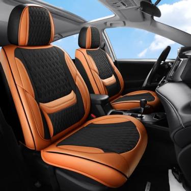 Imagem de Capas de assento de carro, capas de assento de carro de couro, capas de assento automotivo 2 assentos frontais, adequadas para a maioria dos carros, SUV e a maioria dos crossovers de sedãs, capas de