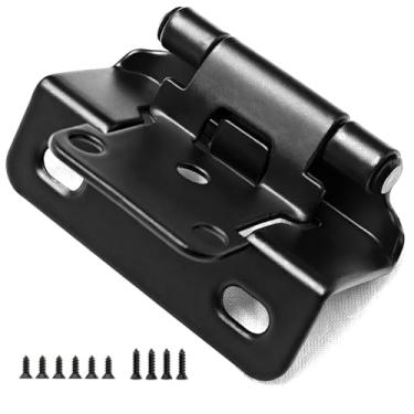 Imagem de Dobradiças de armário, pacote com 60 30 pares de dobradiças semirevestidas de armário de cozinha de 1,27 cm, dobradiças de porta de armário de cozinha com fecho automático preto fosco com almofada de