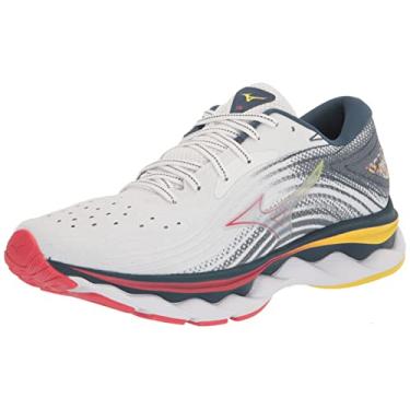 Imagem de Mizuno Tênis de corrida feminino Wave Sky 6, Branco/hibisco, 7.5
