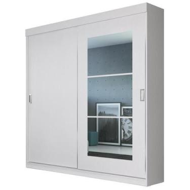 Imagem de Guarda-Roupa Branco 2 Portas de Correr Solteiro Édez Pratik, Espelho -