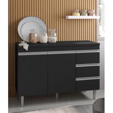 Imagem de Balcão Gabinete Preto Fosco Para Pia 120mt Andréia Sem Tampo AJL