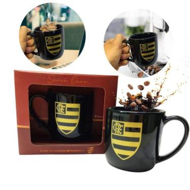 Imagem de Caneca Preta Xícara Porcelana Urban 300Ml Café Time Flamengo - Brasfoo