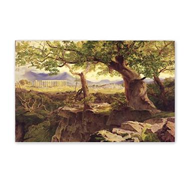 Imagem de JZSDGB Edward Lear famosa reprodução de pinturas a óleo em tela (o templo de Apolo, Bassae, 1854-55) pôsteres e impressões em tela clássica arte de parede imagens de paisagem 35 x 55 cm (14 x 22 pol)