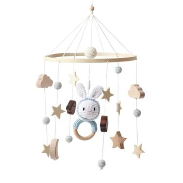 Imagem de MERIGLARE Mobile de berçário boho, chocalho de berço para bebês para decoração do quarto infantil, Coelhinho Azul