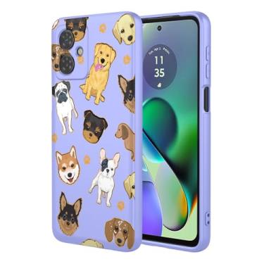 Imagem de KOARWVC Capa de telefone para Moto G14, Motorola G14 XT2341 capa fofa com design de padrão de gato fino protetor macio TPU bumper capa de telefone para Motorola Moto G14 cachorro roxo