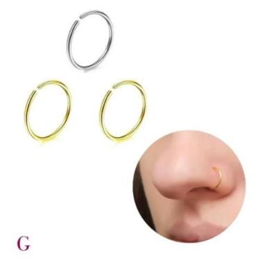 Imagem de Kit Três Piercings Falsos Nariz ou Orelha - 2 Ouro e 1 Prata - Giog Jo