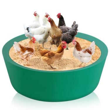 Imagem de Cinnvoice Anel de banheira de pó de galinha 63,5 cm D x 15 cm A, design sem fundo PE recipiente de limpeza de galinheiro para fazendas, gramado, quintal e patos, codornas (verde)